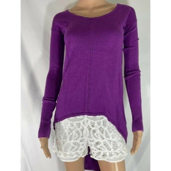 Marciano Women's Sweater Pullover Tunic Purple Wool Long Sleeves Round Neck XS - Picture 1 of 12